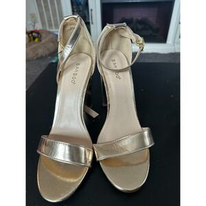 Bamboo Gold Strappy Heel in 8.5